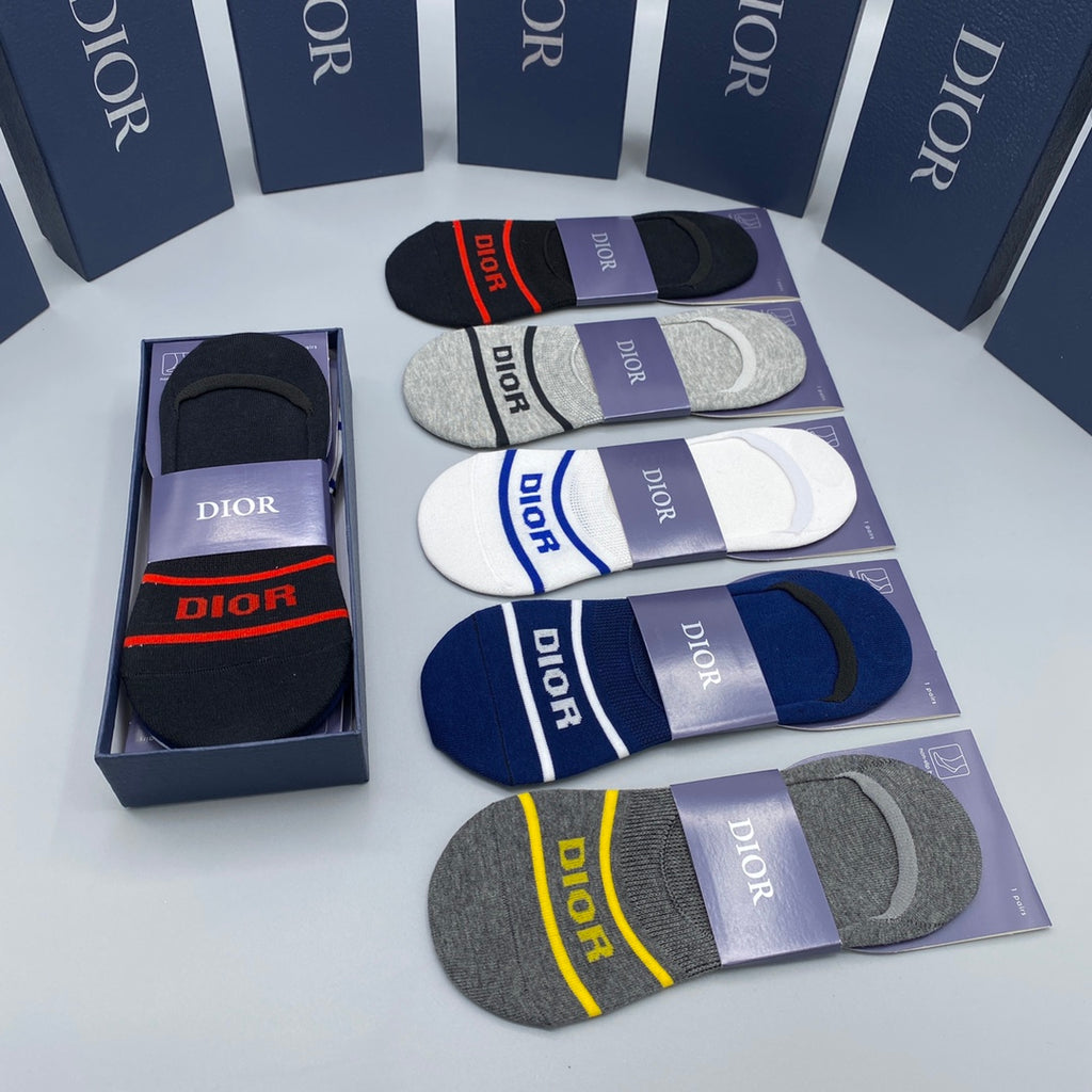 Dior striped front lettering ankle socks - view 4