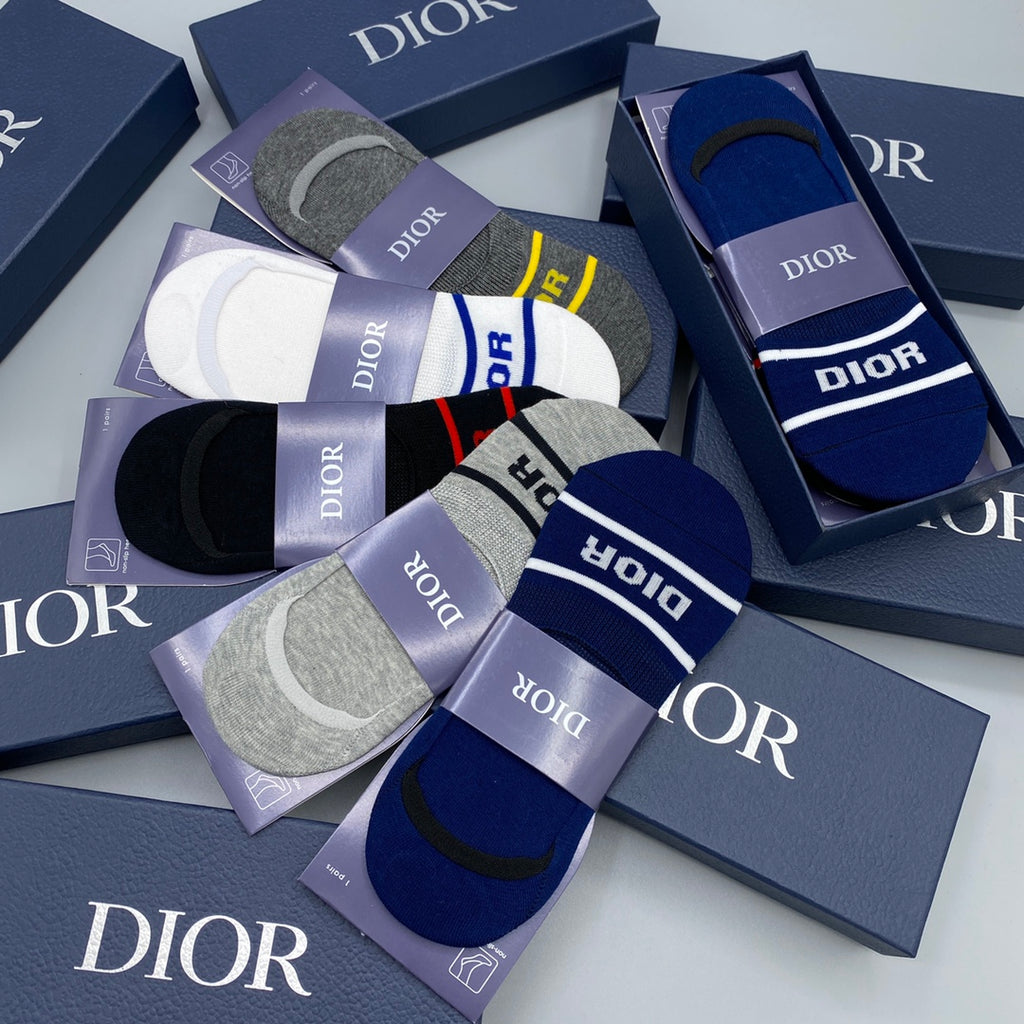 Dior striped front lettering ankle socks - view 6