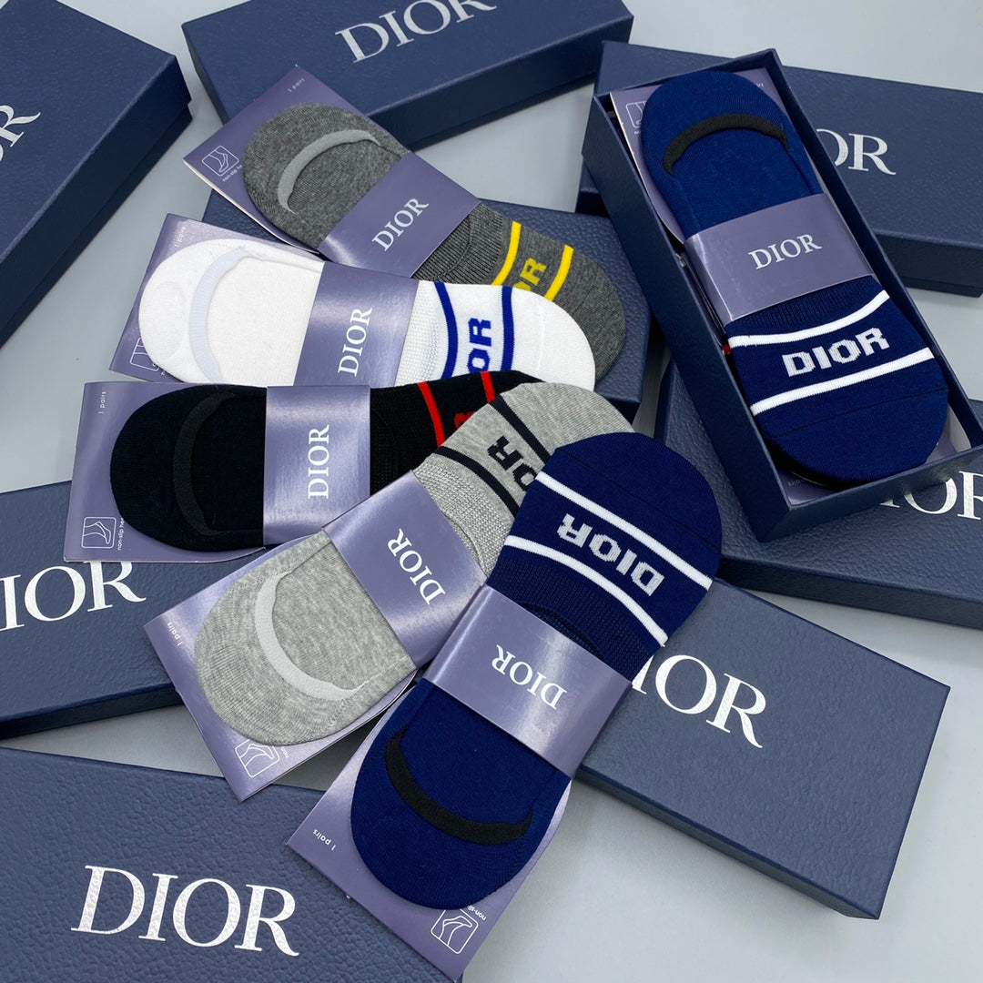 Dior striped front lettering ankle socks - view 6