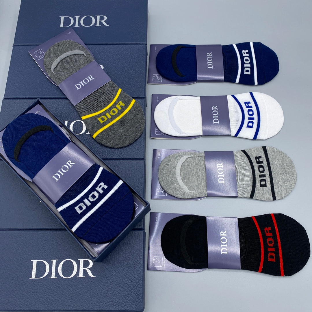 Dior striped front lettering ankle socks - view 3