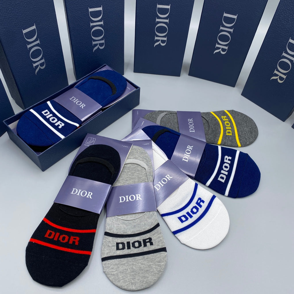 Dior striped front lettering ankle socks - view 7