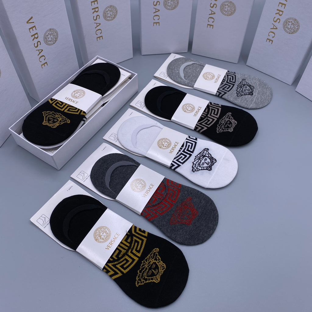Versace greek key medusa band ankle socks - view 2
