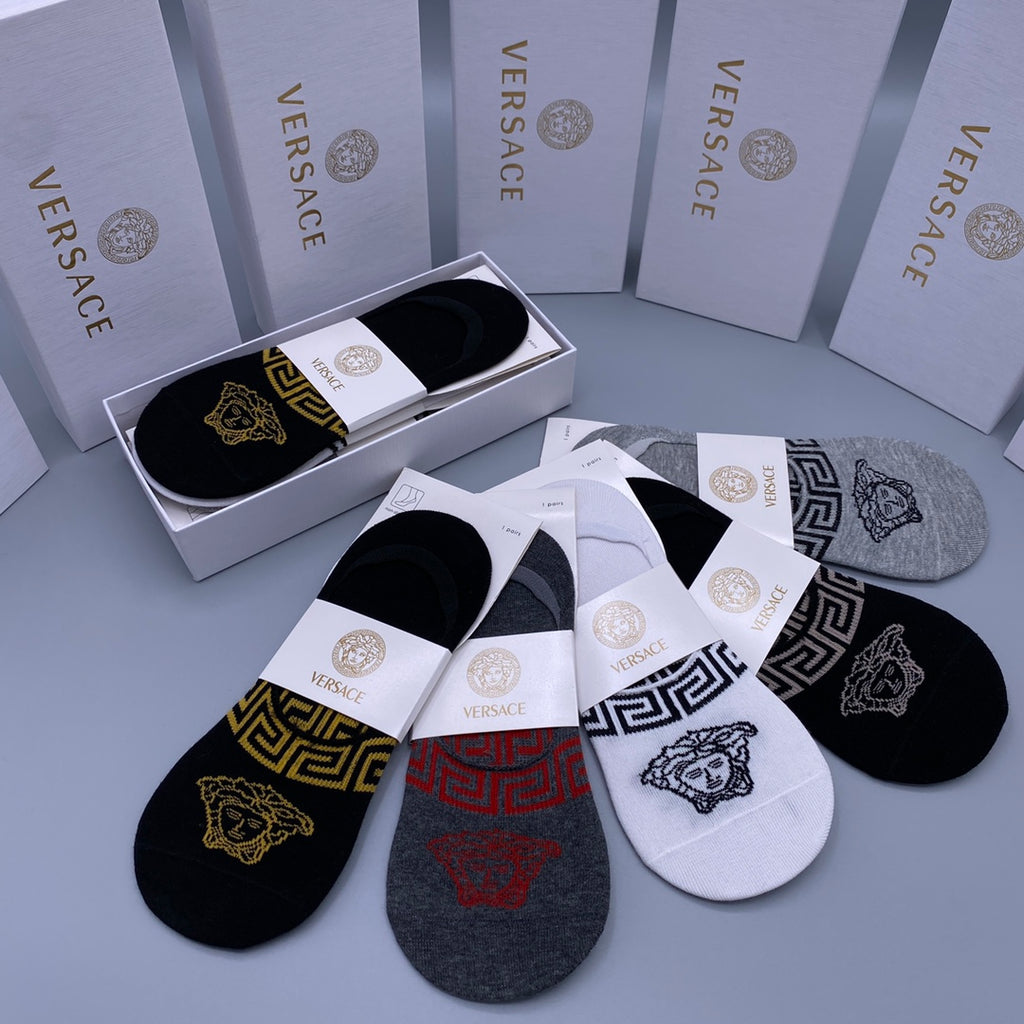 Versace greek key medusa band ankle socks - view 7