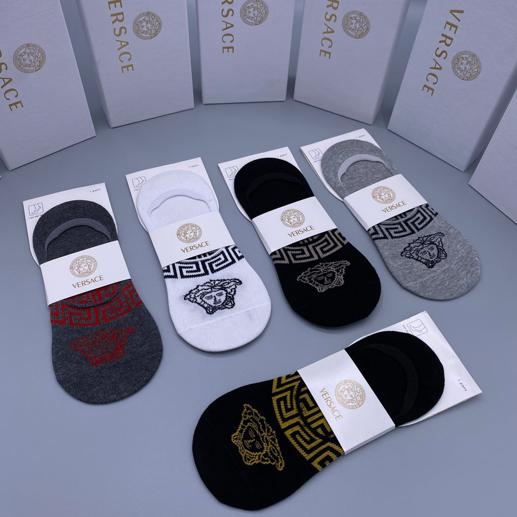 Versace greek key medusa band ankle socks - view 9