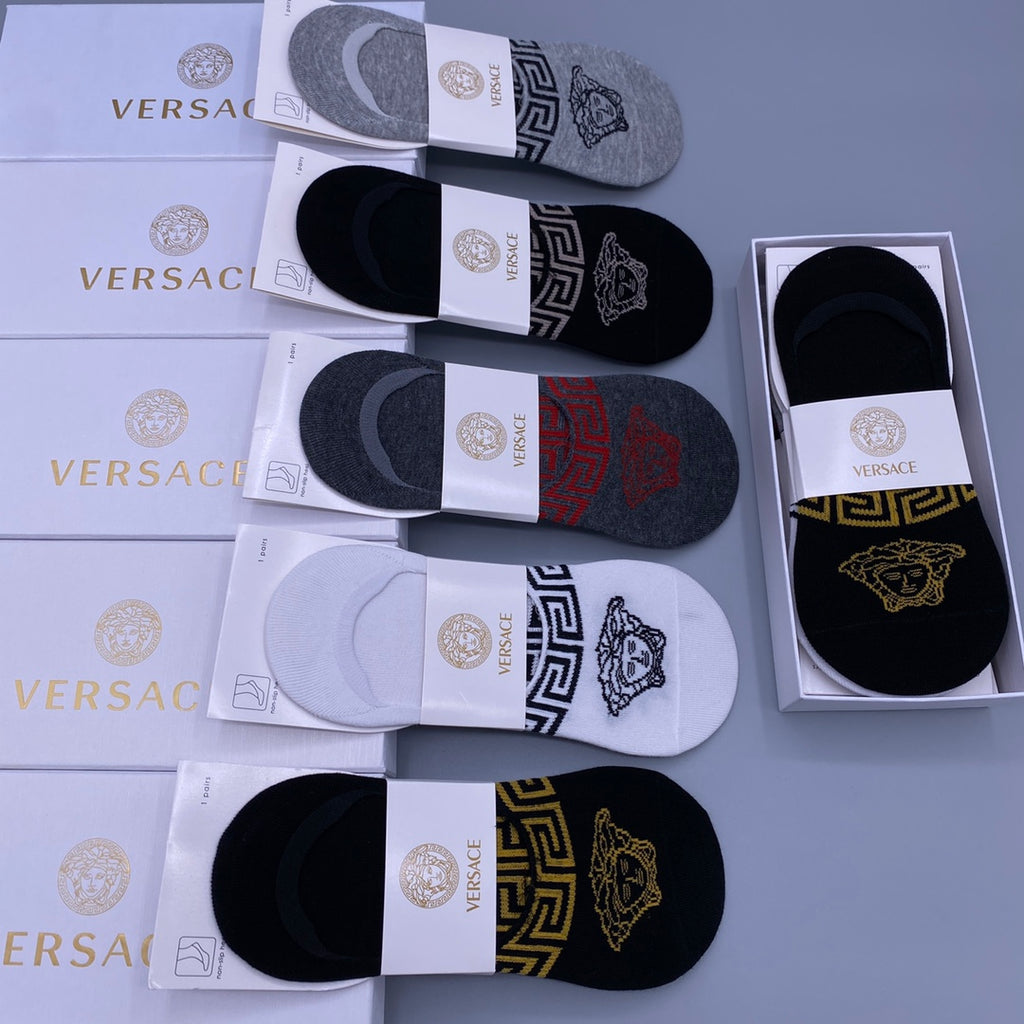 Versace greek key medusa band ankle socks - view 4