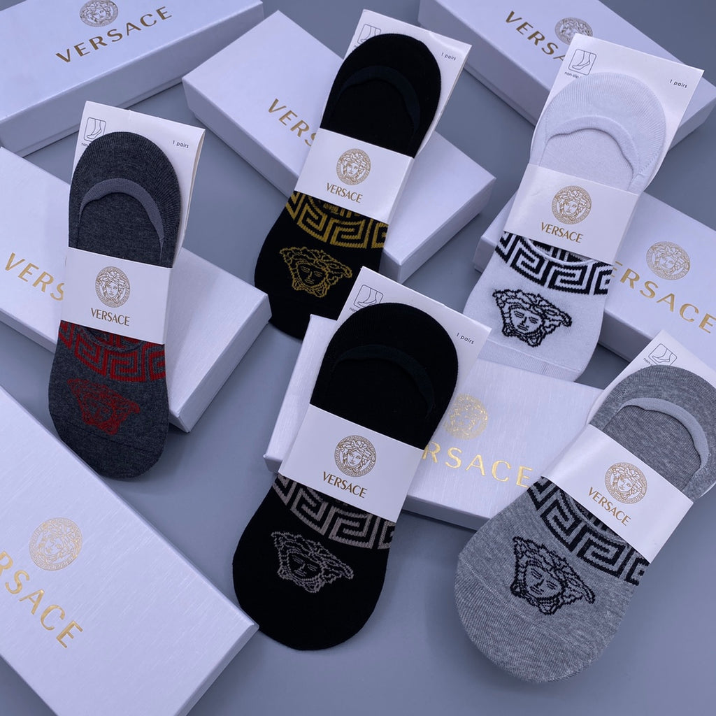 Versace greek key medusa band ankle socks - view 8
