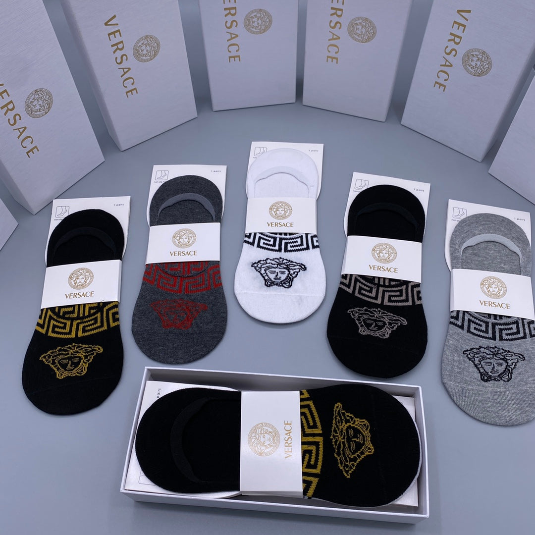 Versace greek key medusa band ankle socks - view 3