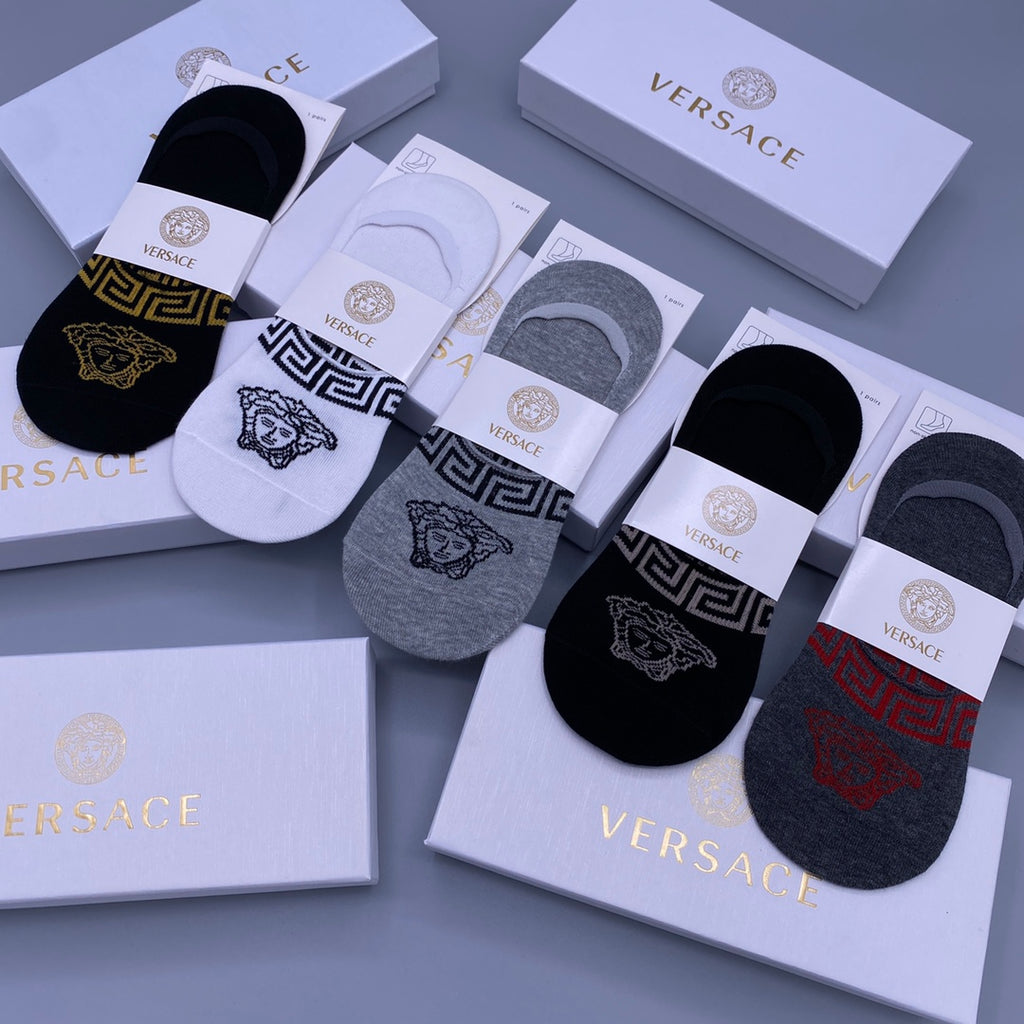 Versace greek key medusa band ankle socks - view 5
