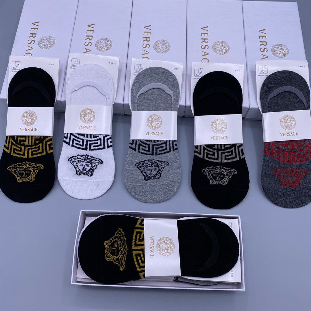 Versace greek key medusa band ankle socks - view 1