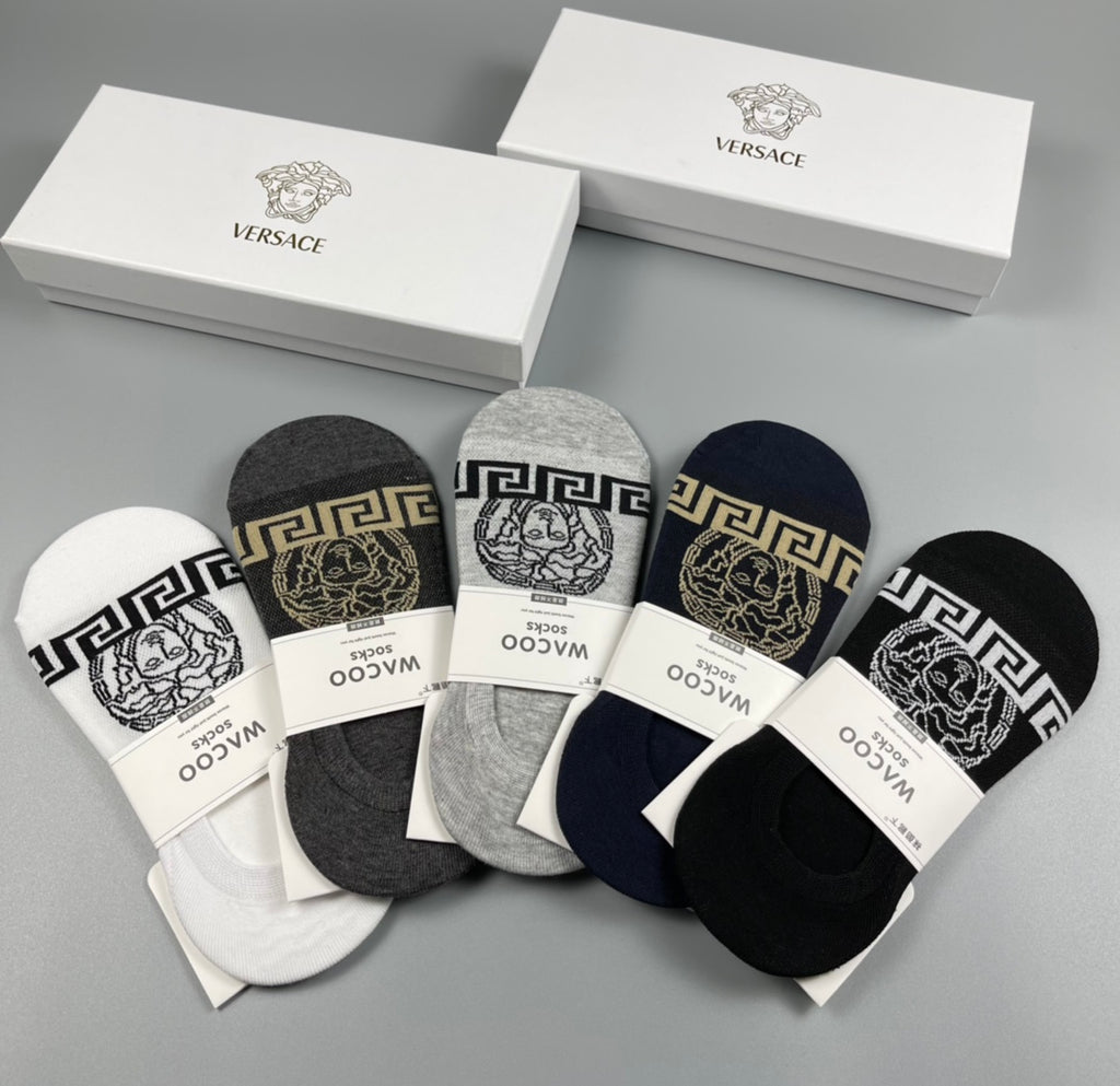 Versace greek key front band ankle socks - view 4