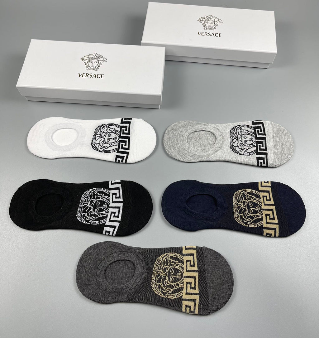 Versace greek key front band ankle socks - view 9