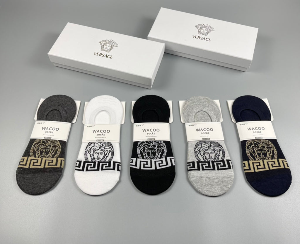 Versace greek key front band ankle socks - view 1