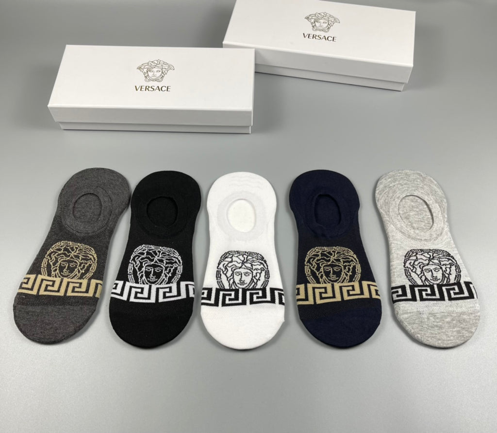 Versace greek key front band ankle socks - view 8