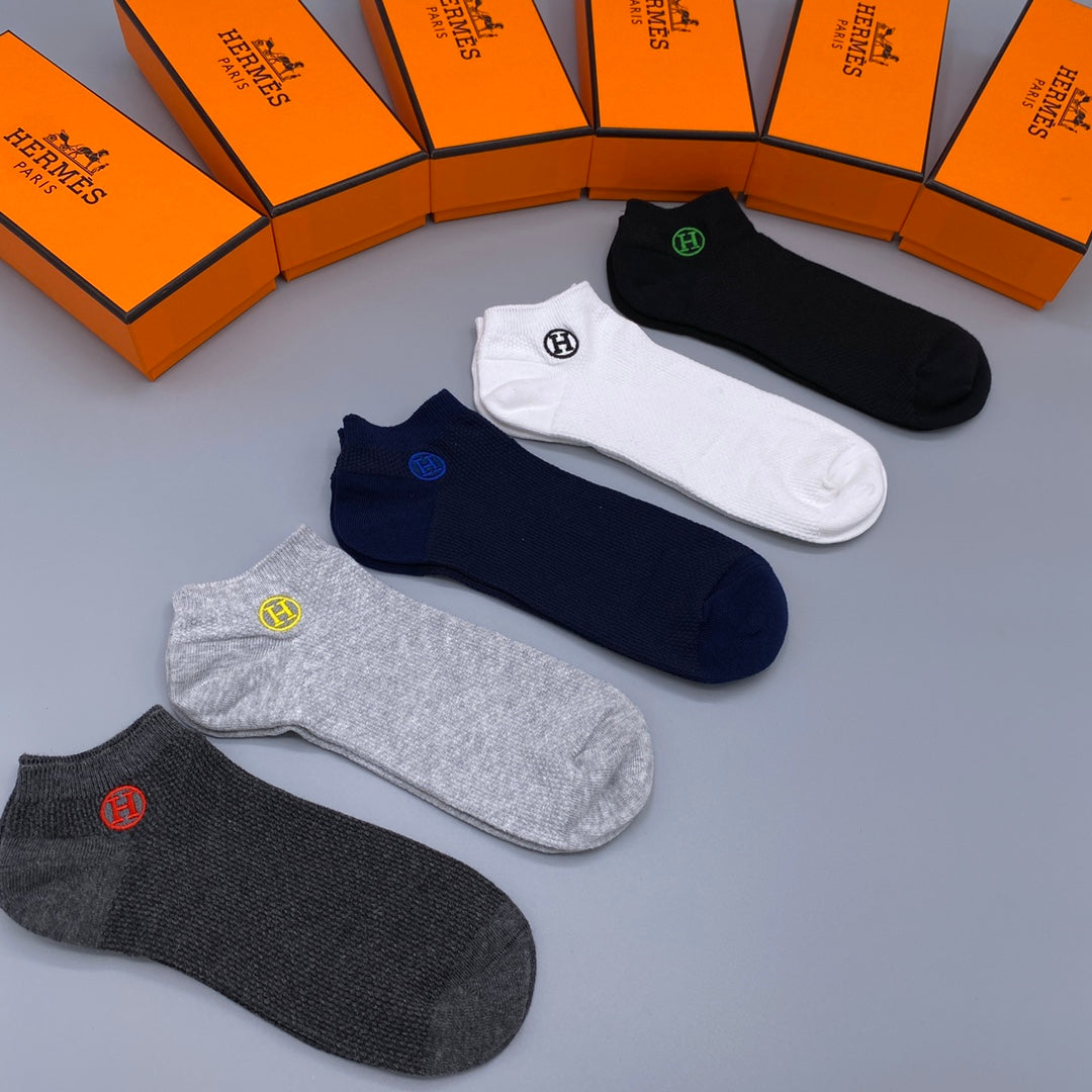 Hermes multicolor circle h neutrals ankle socks, image 3