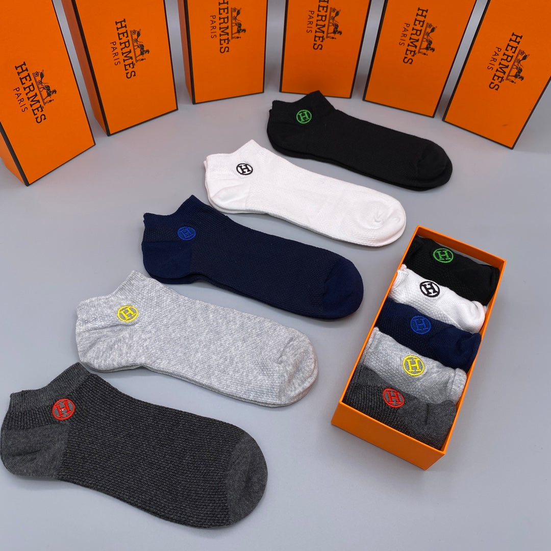 Hermes multicolor circle h neutrals ankle socks, image 1