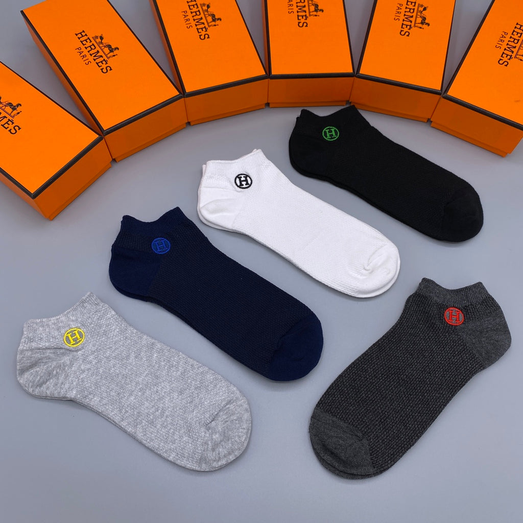Hermes multicolor circle h neutrals ankle socks, image 7