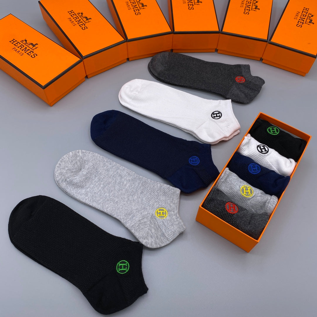 Hermes multicolor circle h neutrals ankle socks, image 6