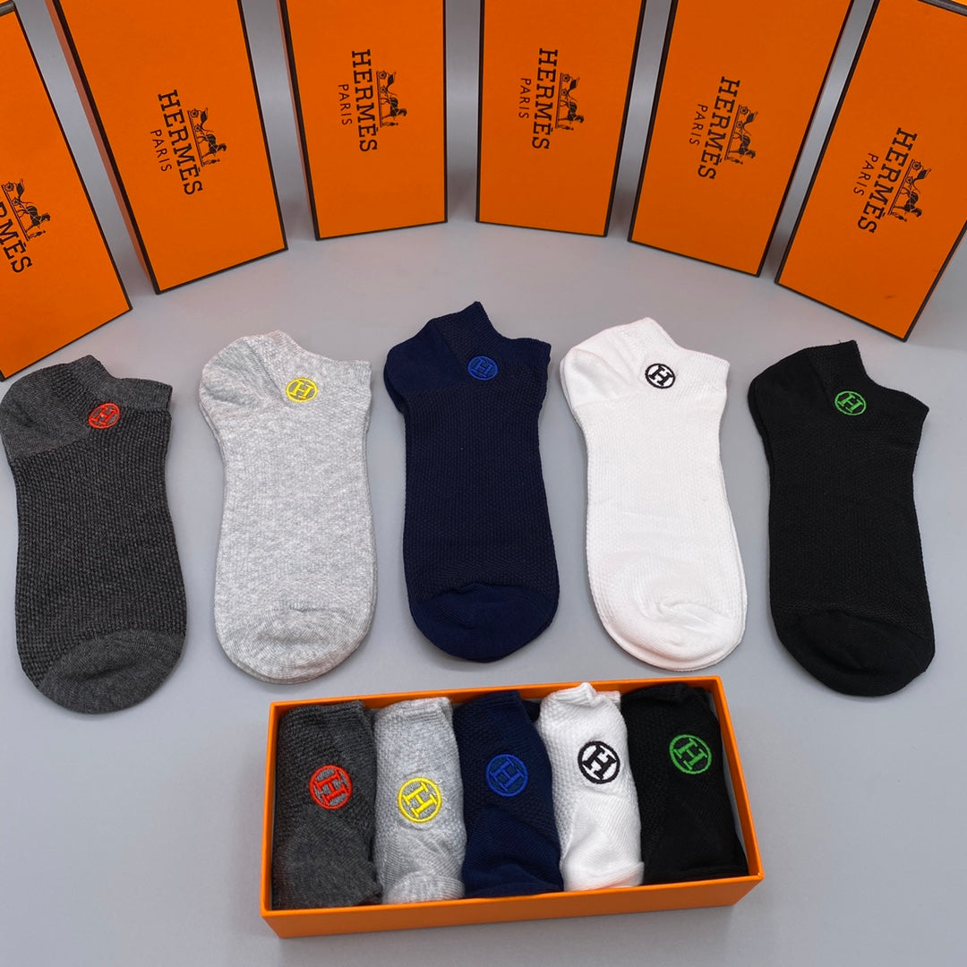 Hermes multicolor circle h neutrals ankle socks, image 2