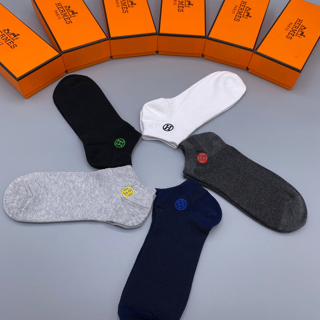Hermes multicolor circle h neutrals ankle socks, image 9