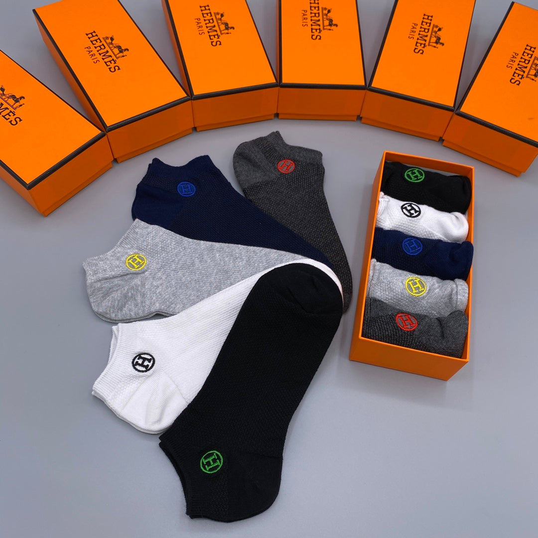Hermes multicolor circle h neutrals ankle socks, image 8