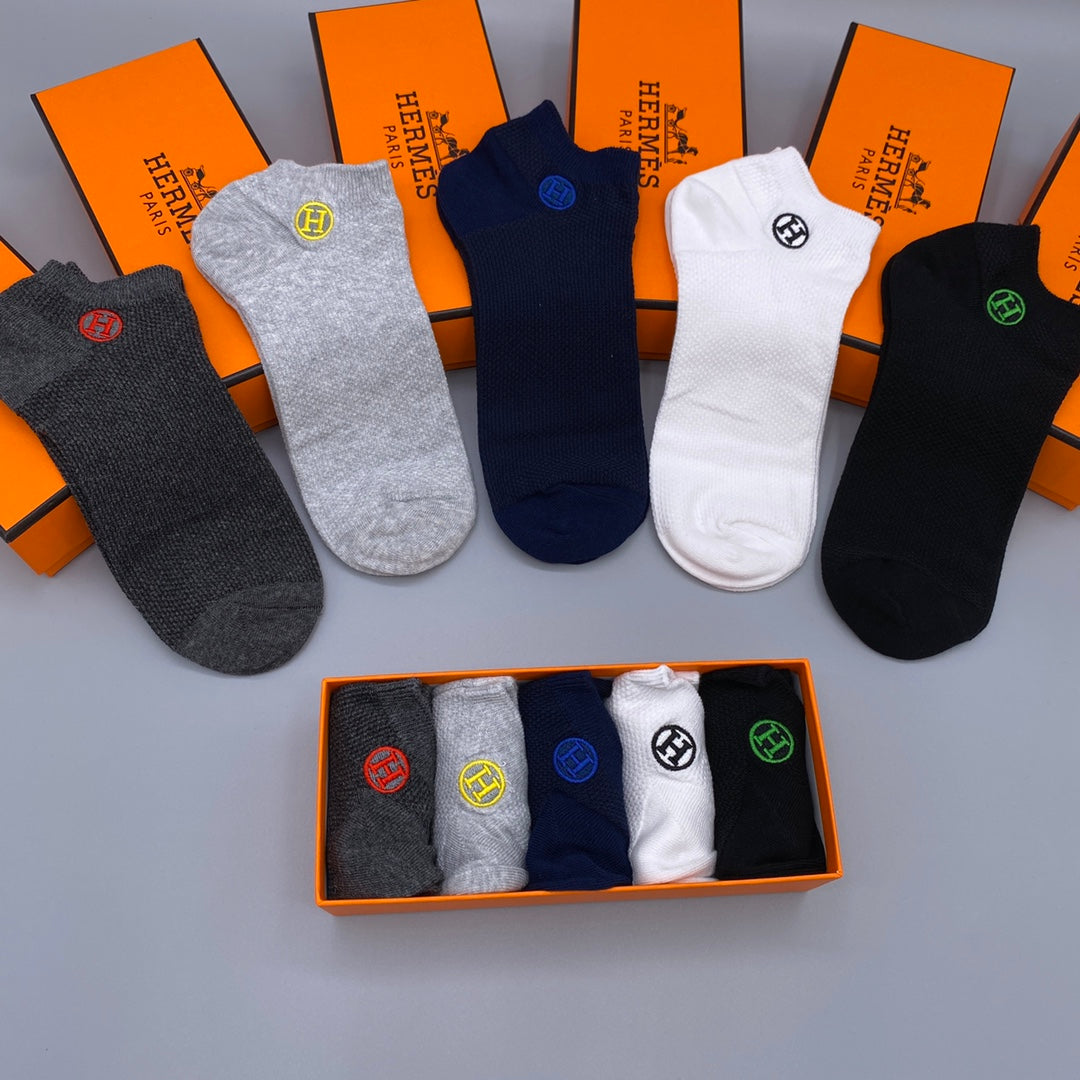 Hermes multicolor circle h neutrals ankle socks, image 5