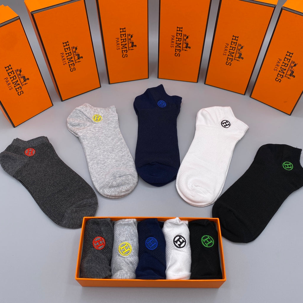 Hermes multicolor circle h neutrals ankle socks, image 4