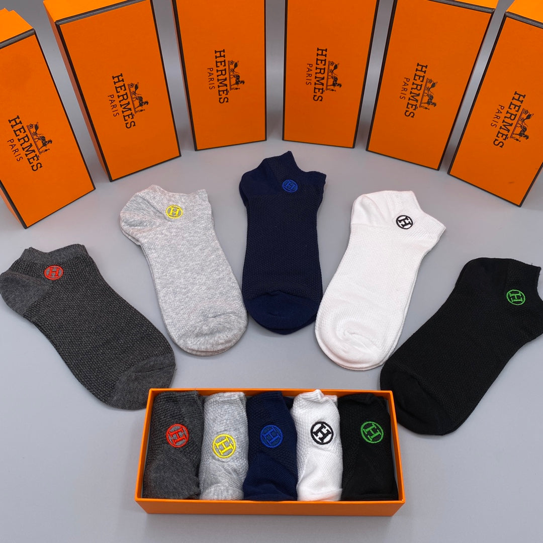 Hermes multicolor circle h neutrals ankle socks, image 4