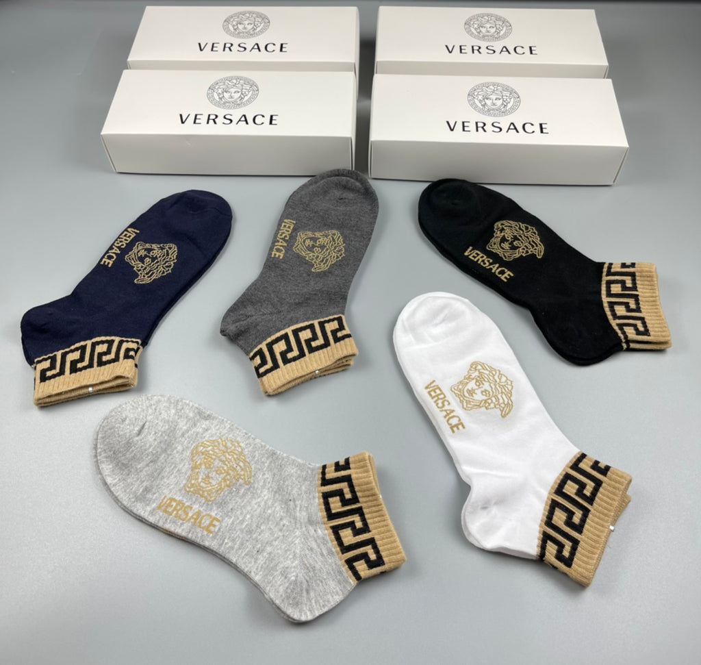 Versace gold geometric cuff ankle socks - view 5