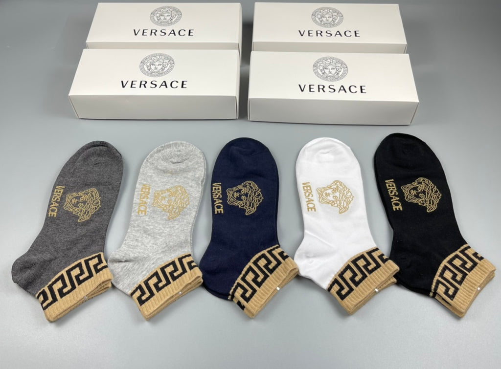 Versace gold geometric cuff ankle socks - view 1