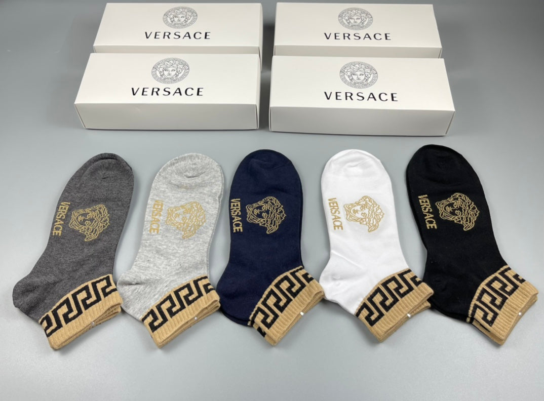 Versace gold geometric cuff ankle socks - view 1