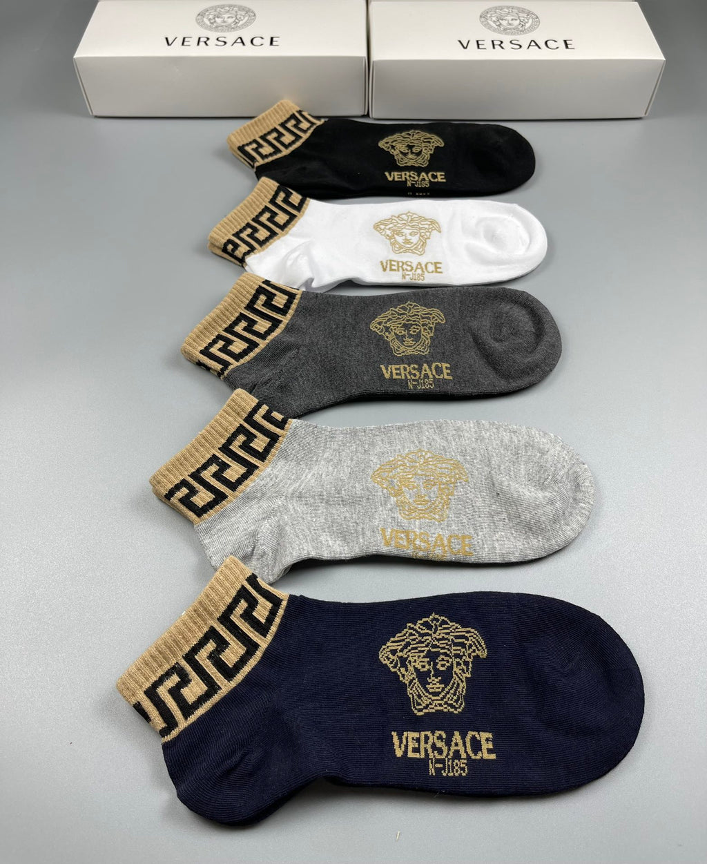 Versace gold geometric cuff ankle socks - view 8