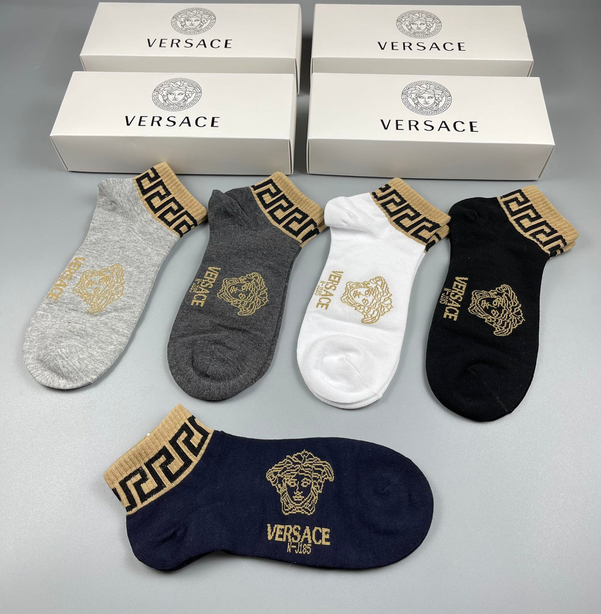 Versace gold geometric cuff ankle socks - view 7