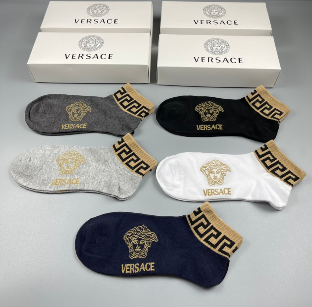 Versace gold geometric cuff ankle socks - view 3