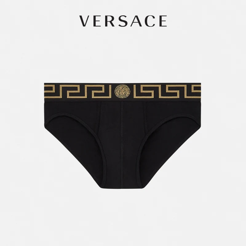 Versace black greek key waist briefs - view 1