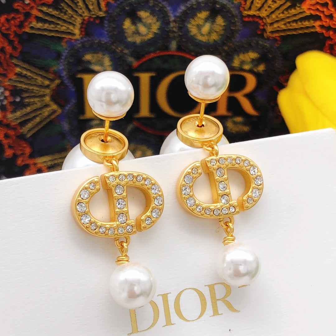 Dior Crystal CD Long Pearl-Look Earrings - product image 1