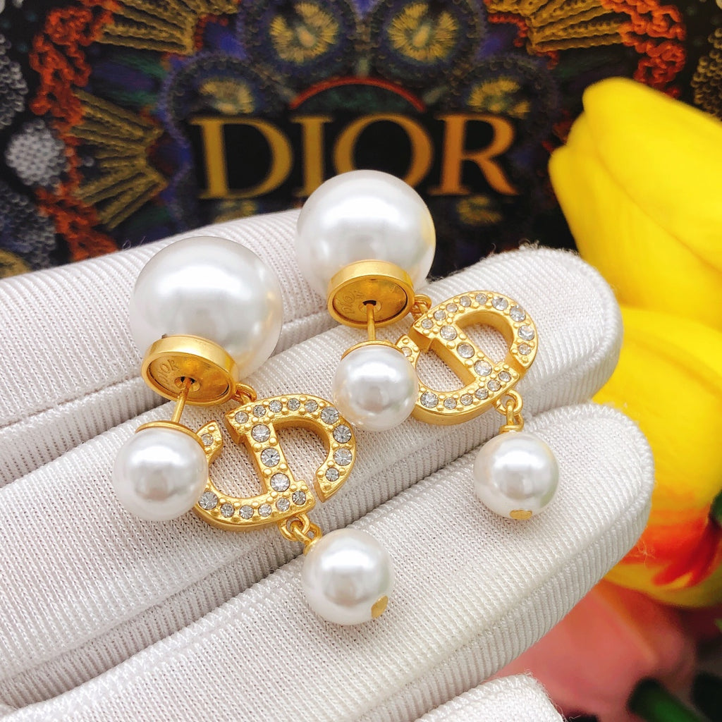 Dior Crystal CD Long Pearl-Look Earrings - product image 4