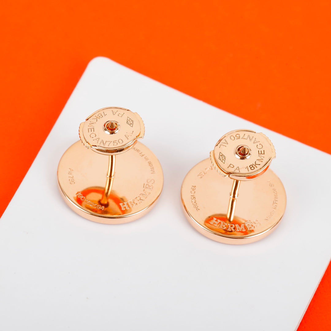 Hermès Gold and Silver-Tone Round Disc Stud Earrings - album image 3
