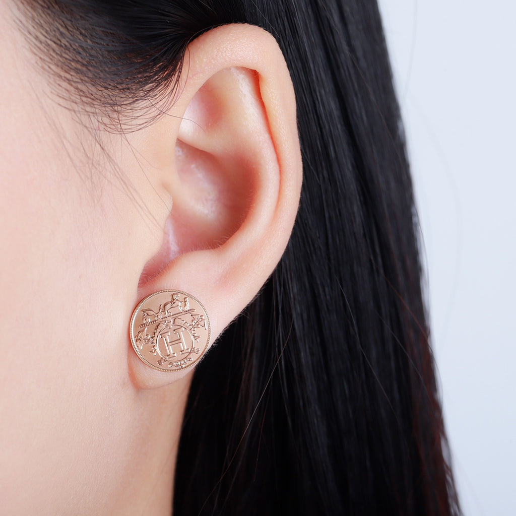 Hermès Gold and Silver-Tone Round Disc Stud Earrings - album image 8