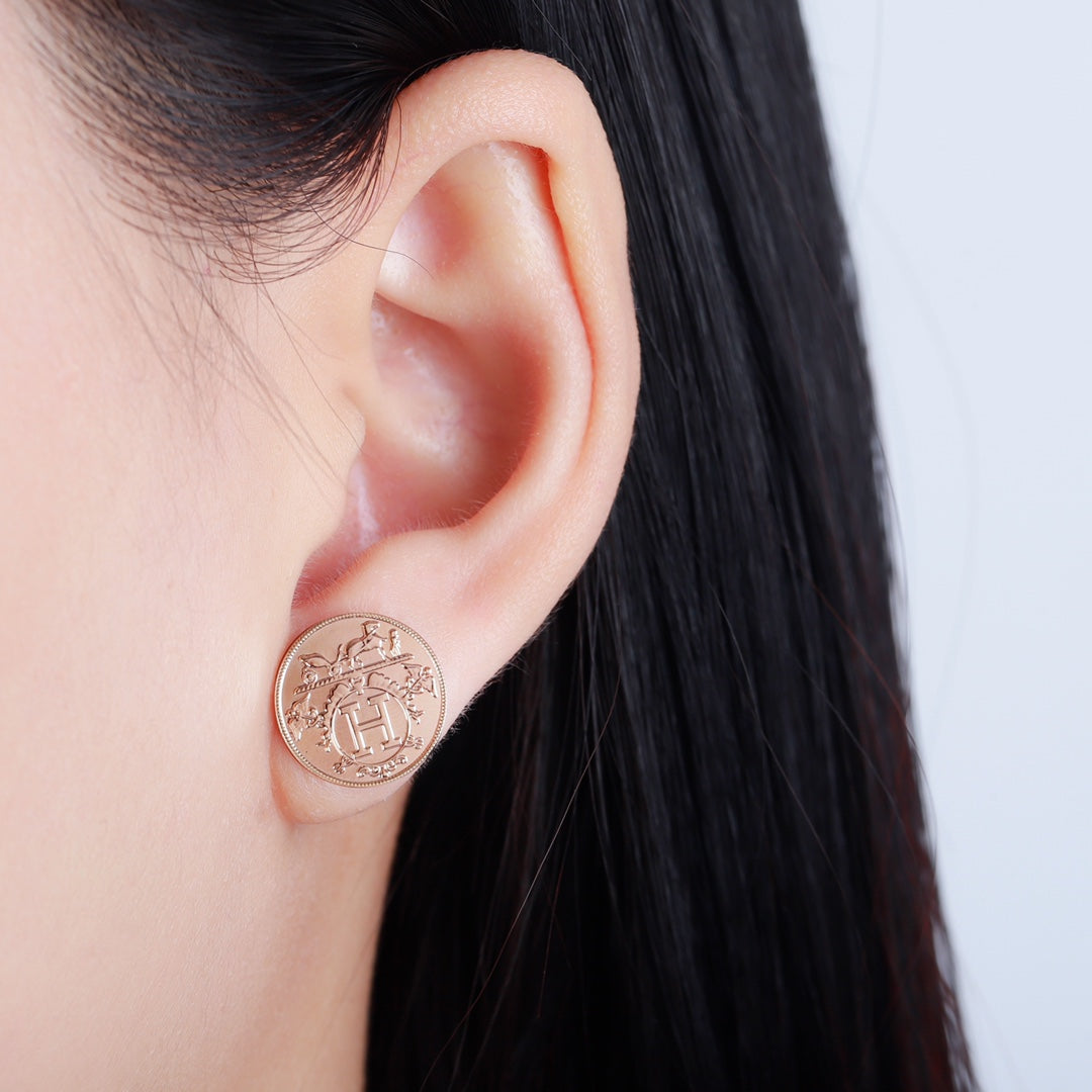 Hermès Gold and Silver-Tone Round Disc Stud Earrings - album image 8