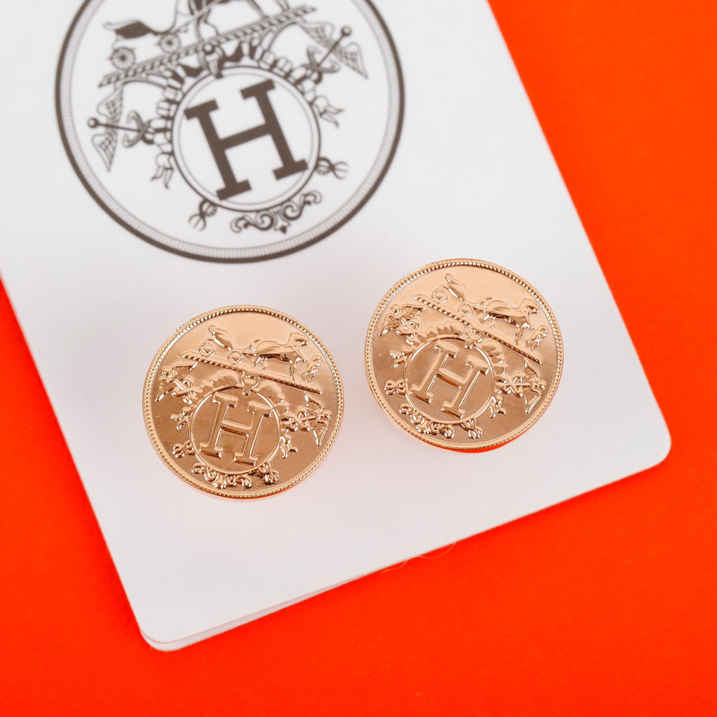 Hermès Gold and Silver-Tone Round Disc Stud Earrings - album image 2