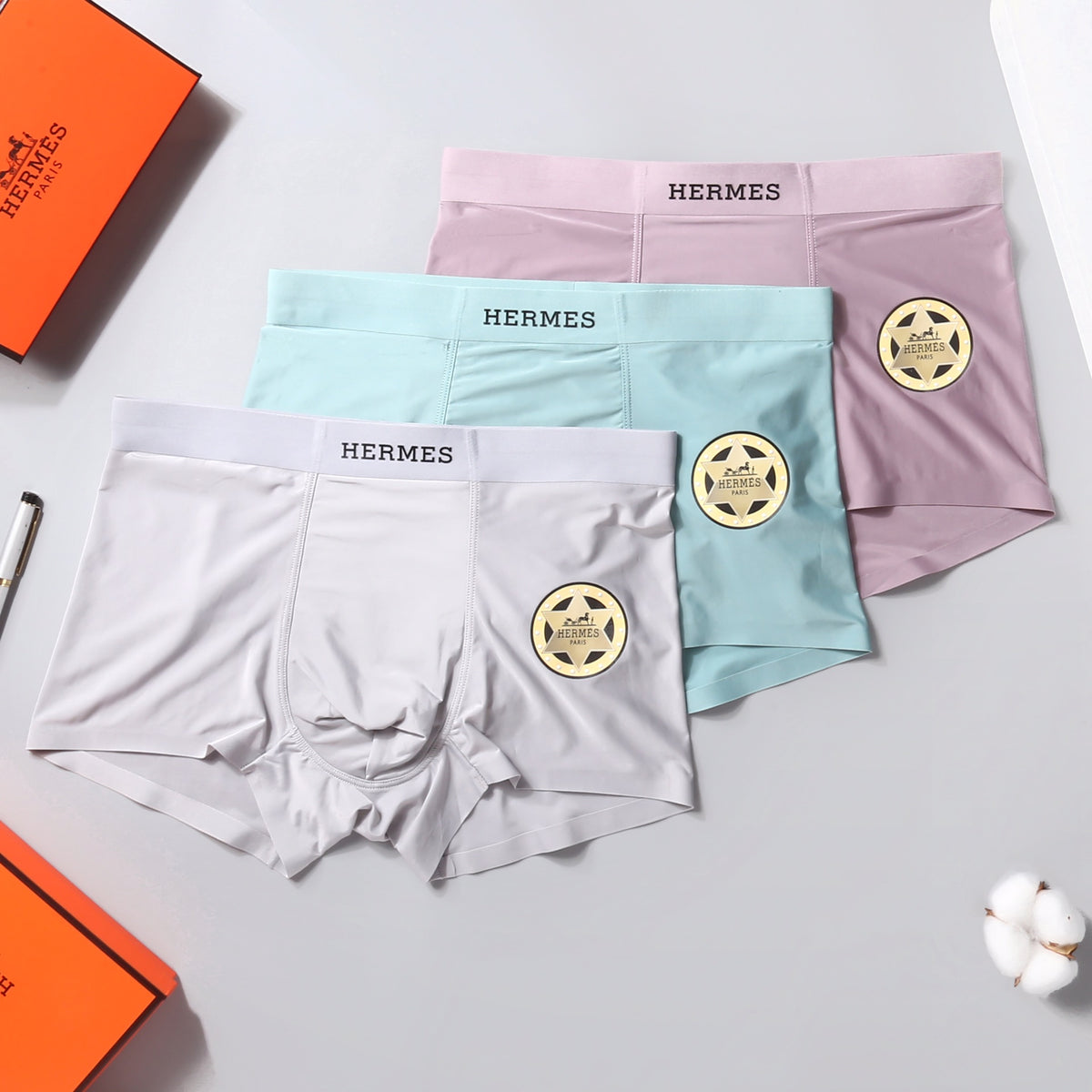 Hermes pastel black wordmark men's underwear, image 4