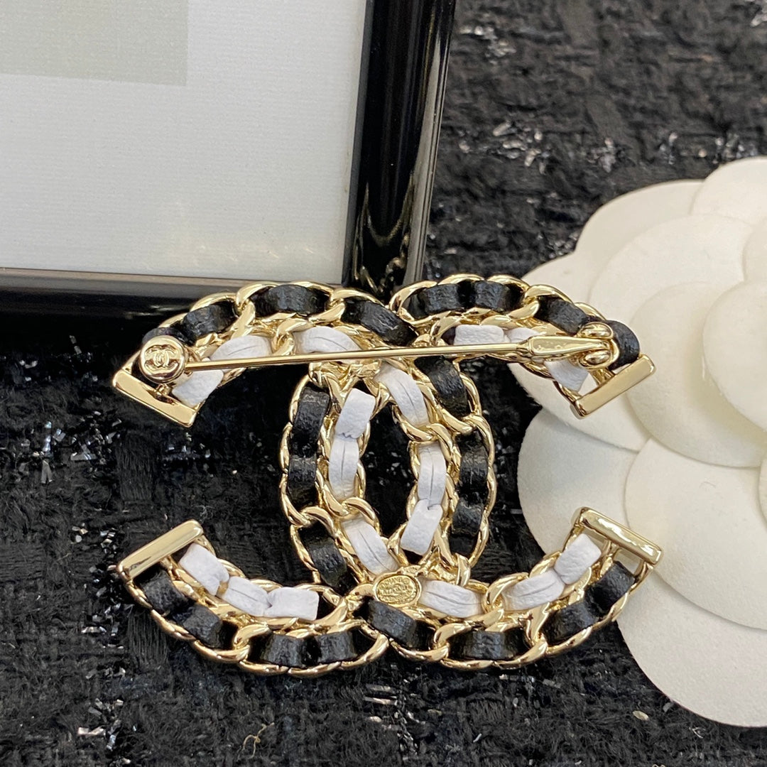 Chanel Gold-Tone Crystal Interlocking C Brooch - album image 6
