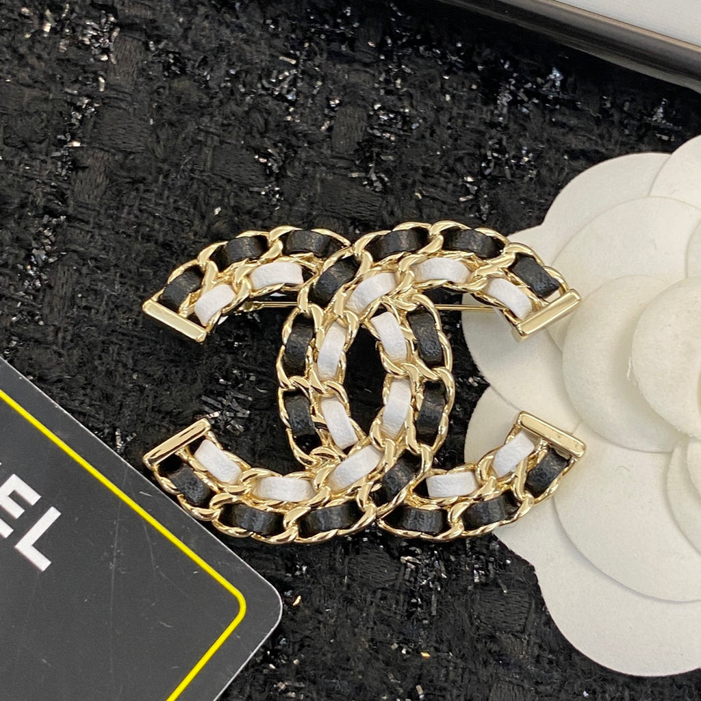 Chanel Gold-Tone Crystal Interlocking C Brooch - album image 2