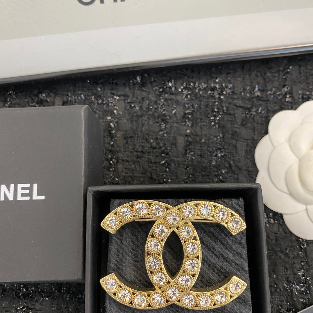 Chanel Interlocking C Crystal Accent Brooch - album image 2