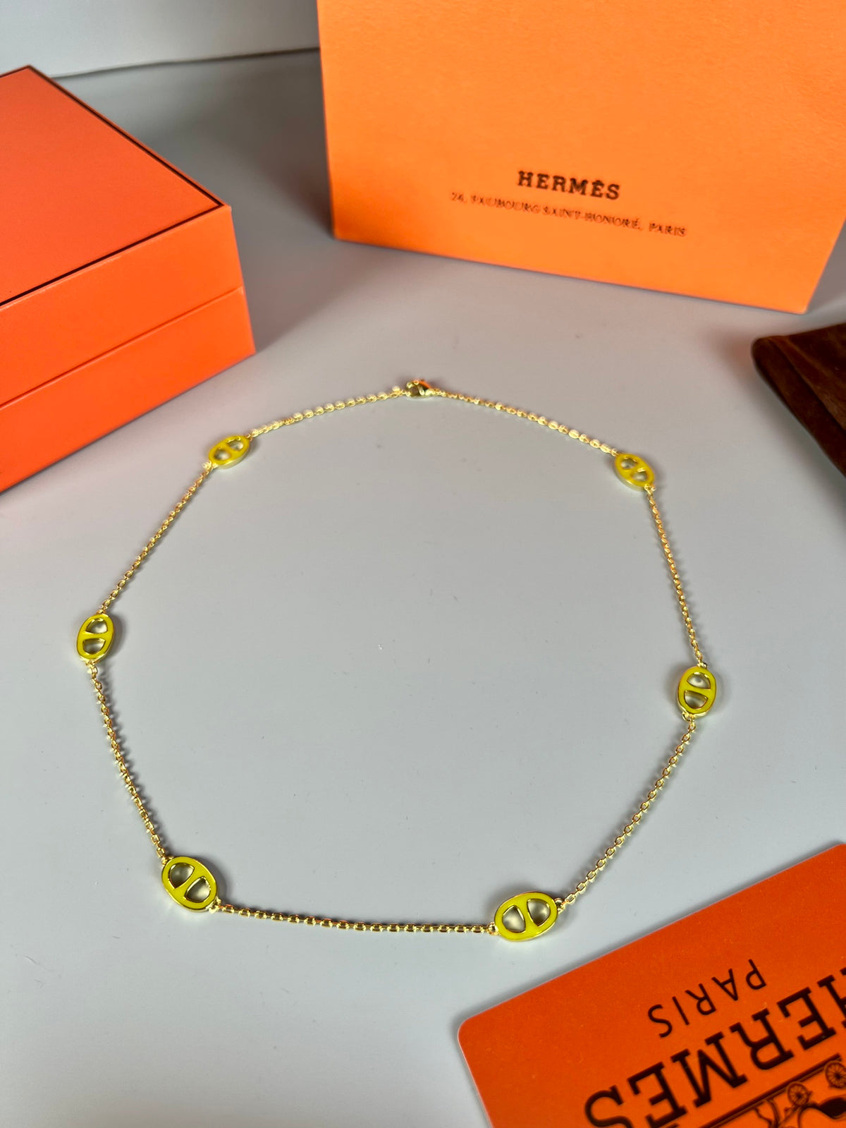 Hermès Gold-Tone Black Disc Station Necklace - album image 4