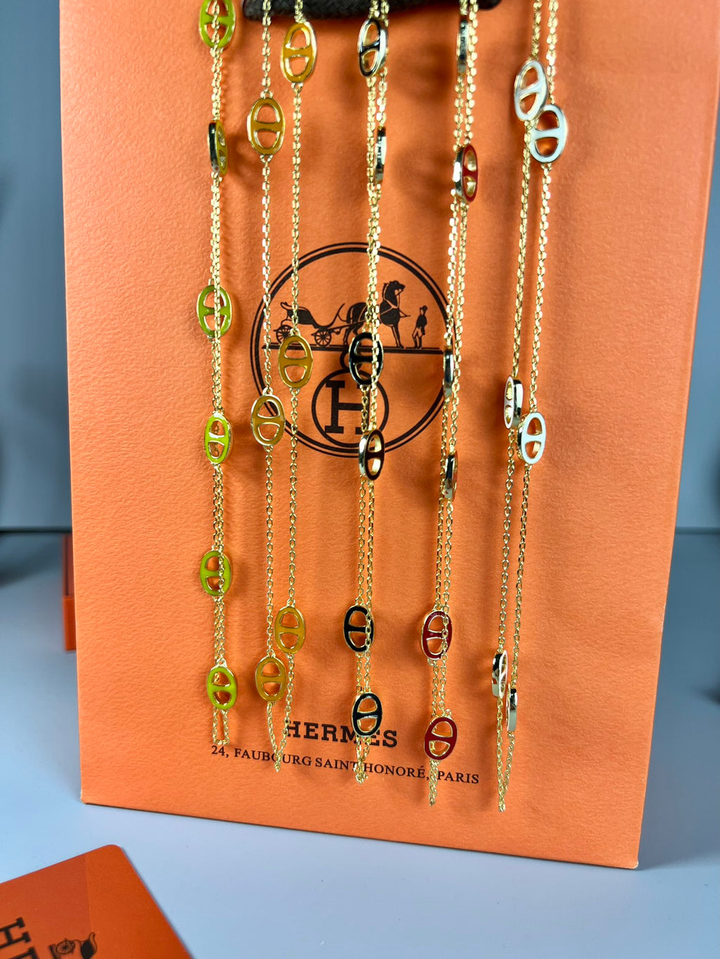 Hermès Gold-Tone Black Disc Station Necklace - album image 9