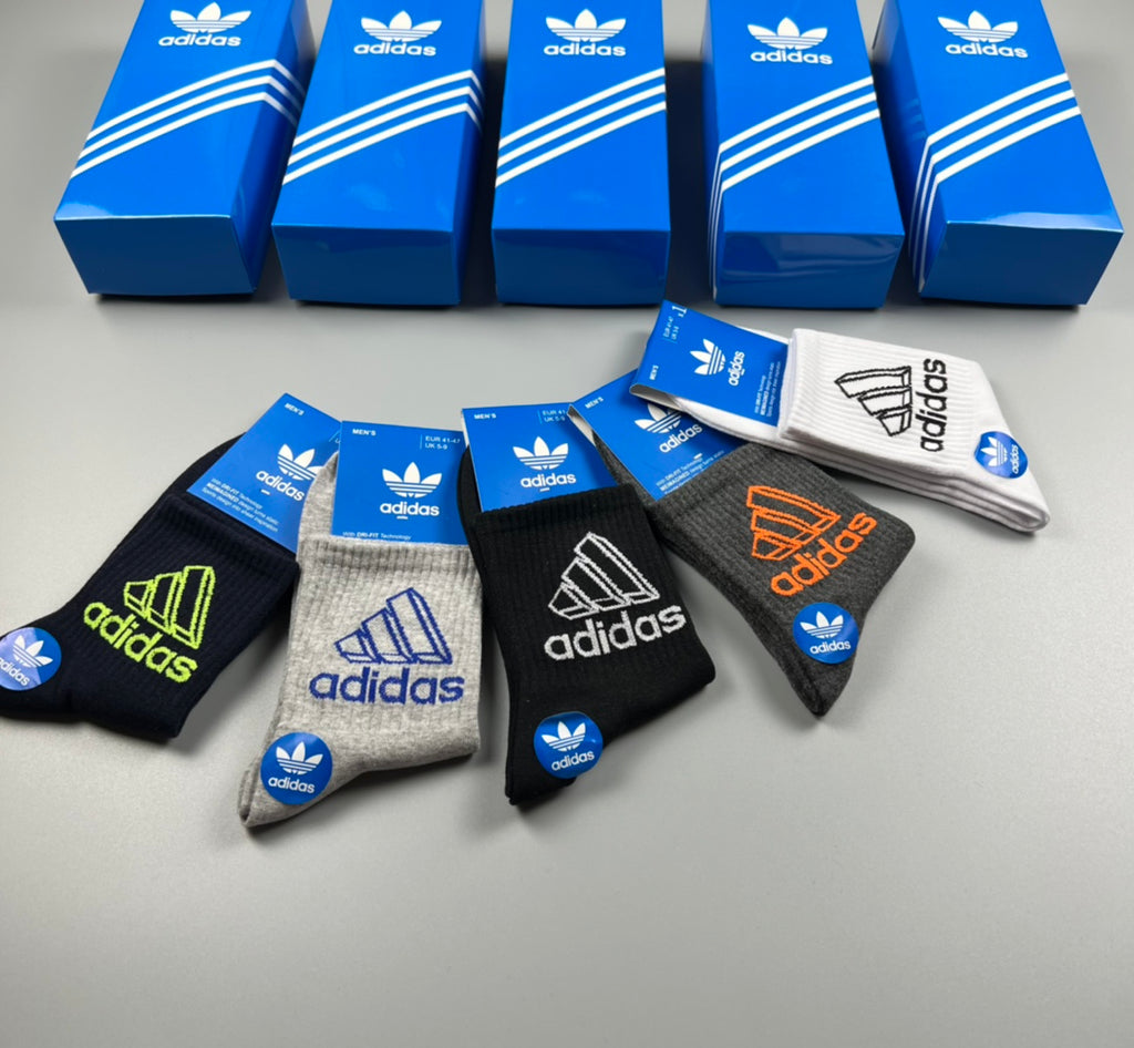 Adidas Outlined Wordmark Crew Socks - Boxed Set of 5 Pairs - image 9
