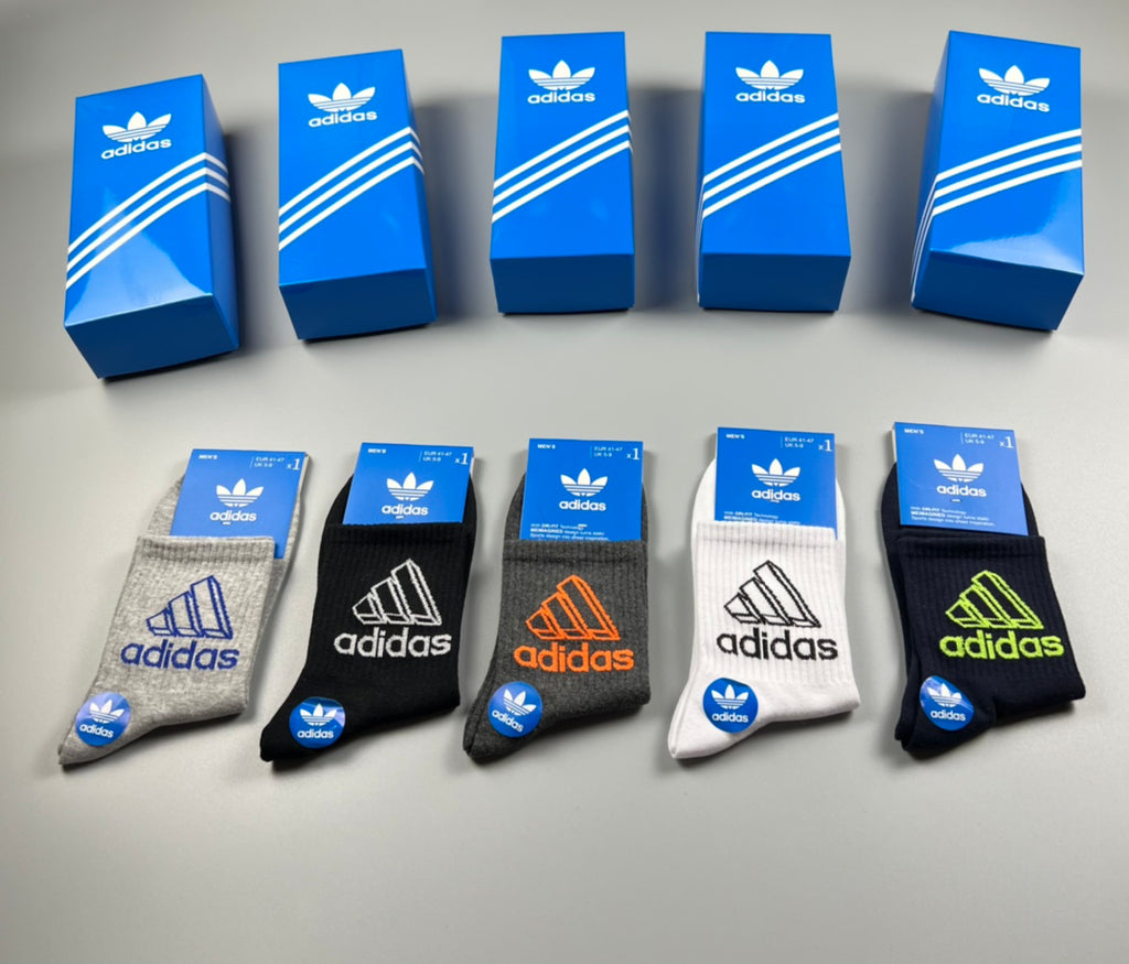 Adidas Outlined Wordmark Crew Socks - Boxed Set of 5 Pairs - image 5
