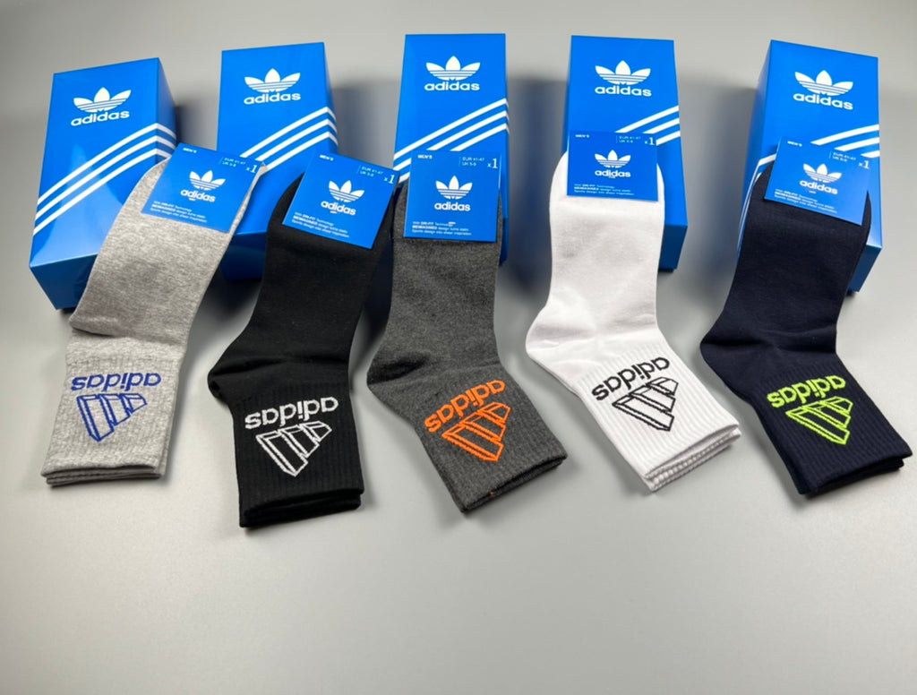 Adidas Outlined Wordmark Crew Socks - Boxed Set of 5 Pairs - image 6