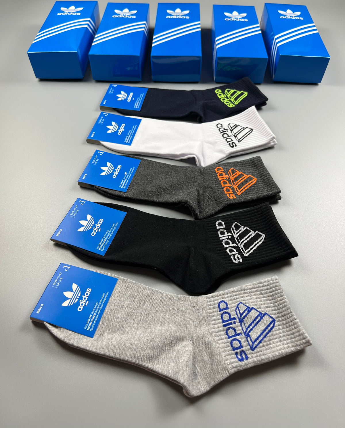 Adidas Outlined Wordmark Crew Socks - Boxed Set of 5 Pairs - image 8